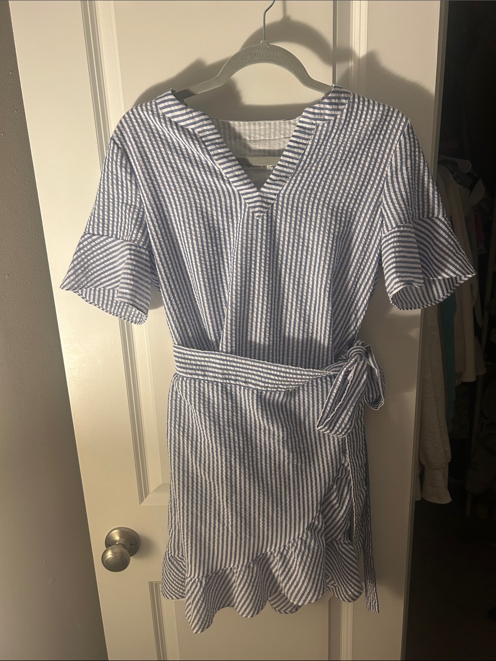 Vineyard Vines Blue and White Striped V-Neck Dress